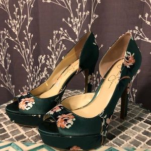 Satin platform heels